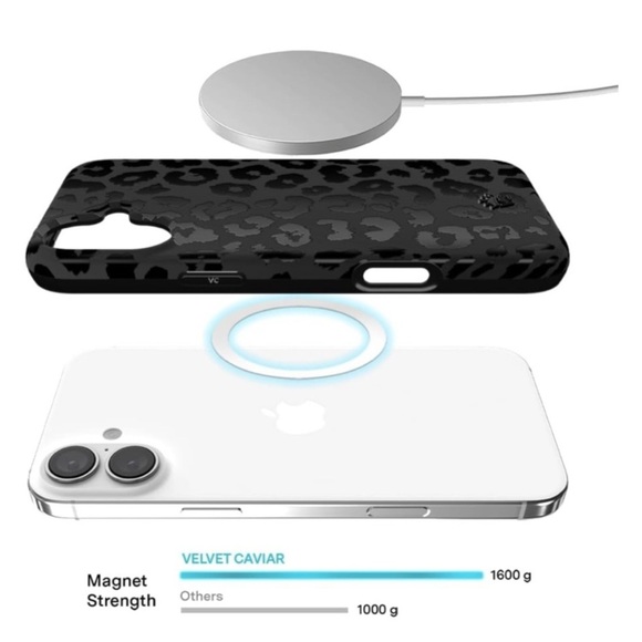 iPhone 16 PL Matte Black Leopard Cheetah Print Magnetic Case Cover Cute NIB - Picture 12 of 16